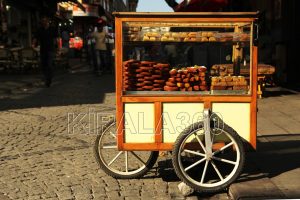 A fast-food shop bicycle in a lonely Istanbul's street.